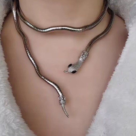 For Love And Lemons Jewelry - Silver Serpenti Snake Necklace-Bracelet Multifunctional